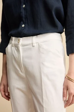 Pantalone Piquet a Sigaretta in Cotone - BIANCO