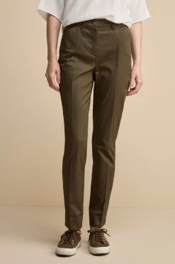 Pantalone Piquet a Sigaretta in Cotone - VERDE MILITARE