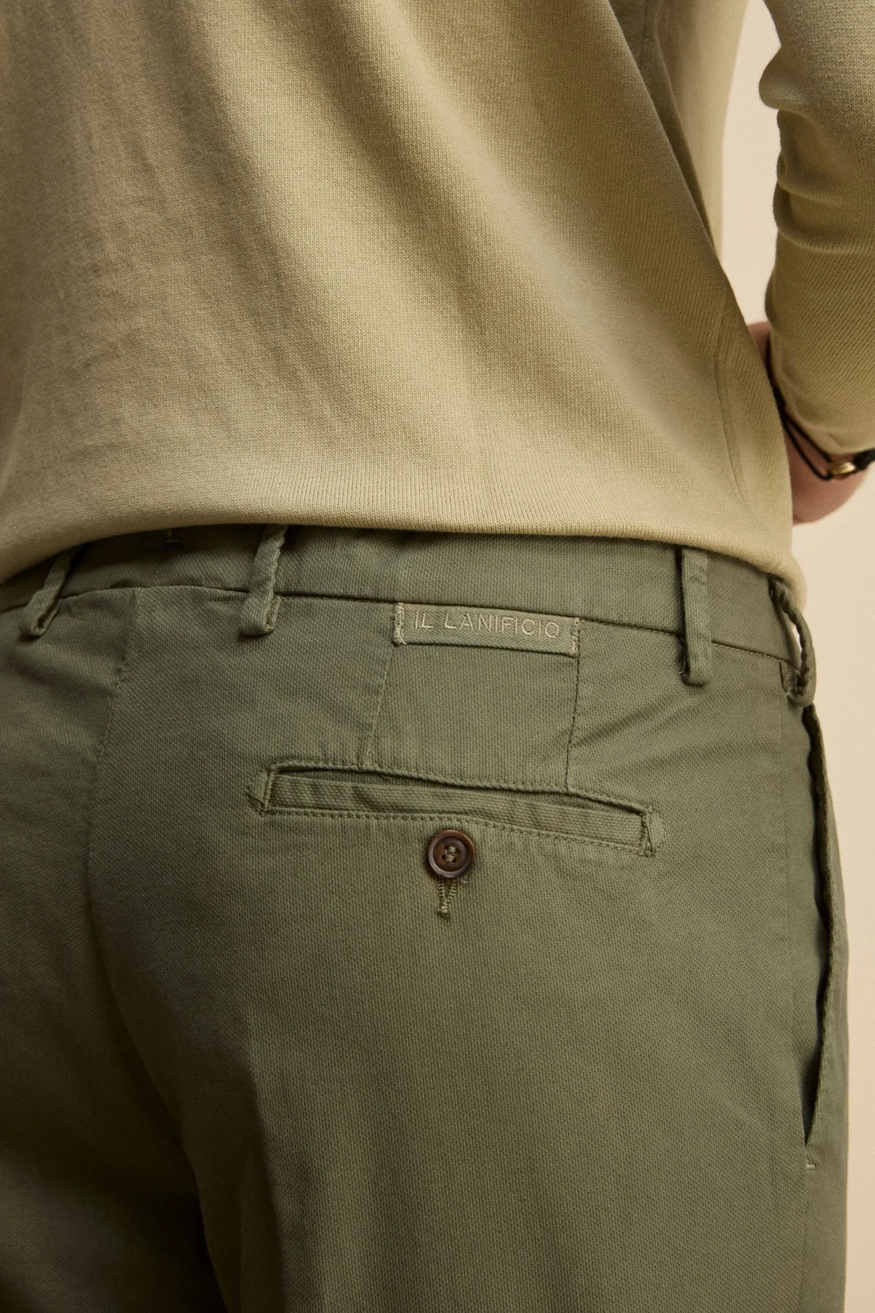 Pantalone Regular Fit in Cotone Armaturato - SALVIA