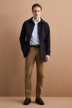 Pantalone Regular Fit in Cotone Canetté - NOCCIOLA