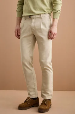 Pantalone Regular Fit in Misto Lino con Pinces - SABBIA
