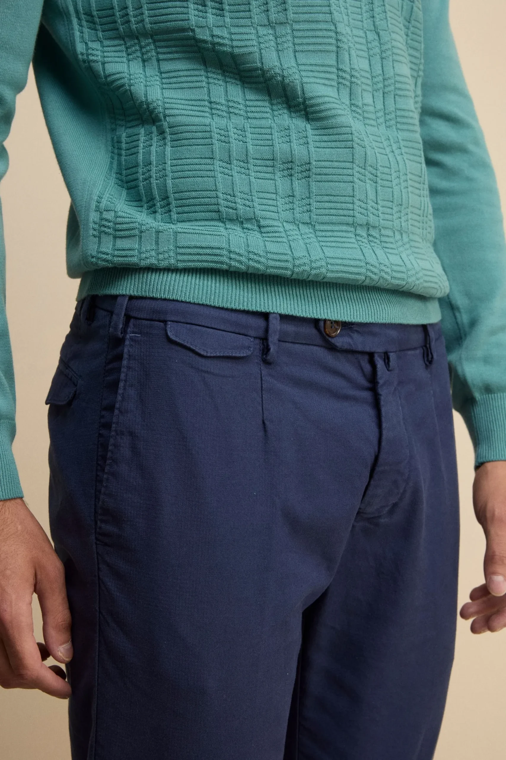 Pantalone Slim Fit in Cotone con Taschino - BLU