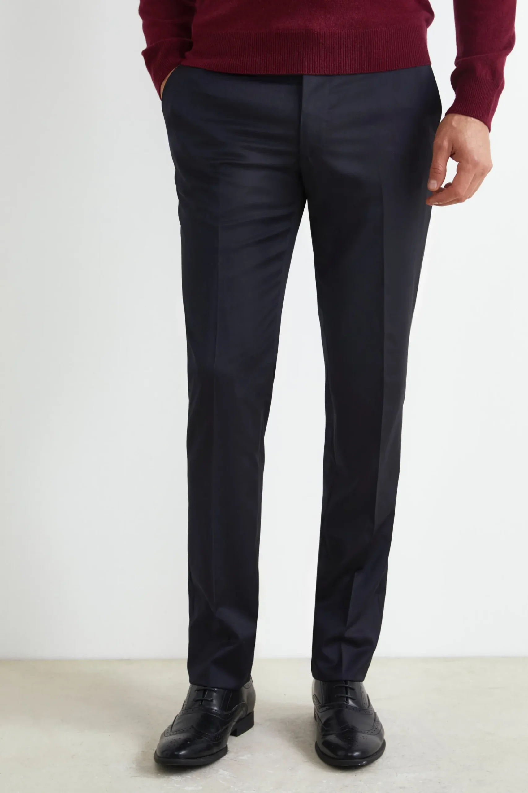 Pantalone Slim Fit in Lana - BLU