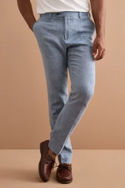 Pantalone Slim Fit in Lino con Pieghe - AVIO