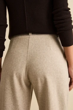 Pantalone Spigato a Gamba Larga - BEIGE SPIGATO