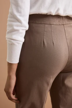 Pantalone Straight con Risvolto in Misto Cotone Piquet - CAFFE