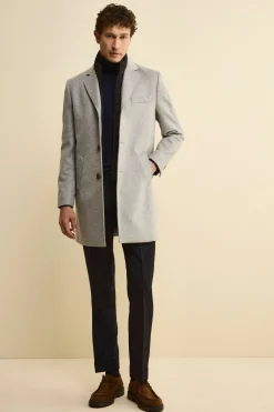 Pantalone Straight in Lana Vergine con Pinces e Risvolto - BLU