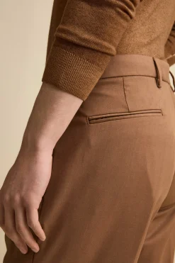 Pantalone Straight in Misto Lana con Pinces e Risvolto - CAPPUCCINO