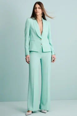 Pantalone Twill a Palazzo con Pieghe - ACQUA