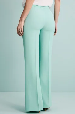 Pantalone Twill a Palazzo con Pieghe - ACQUA