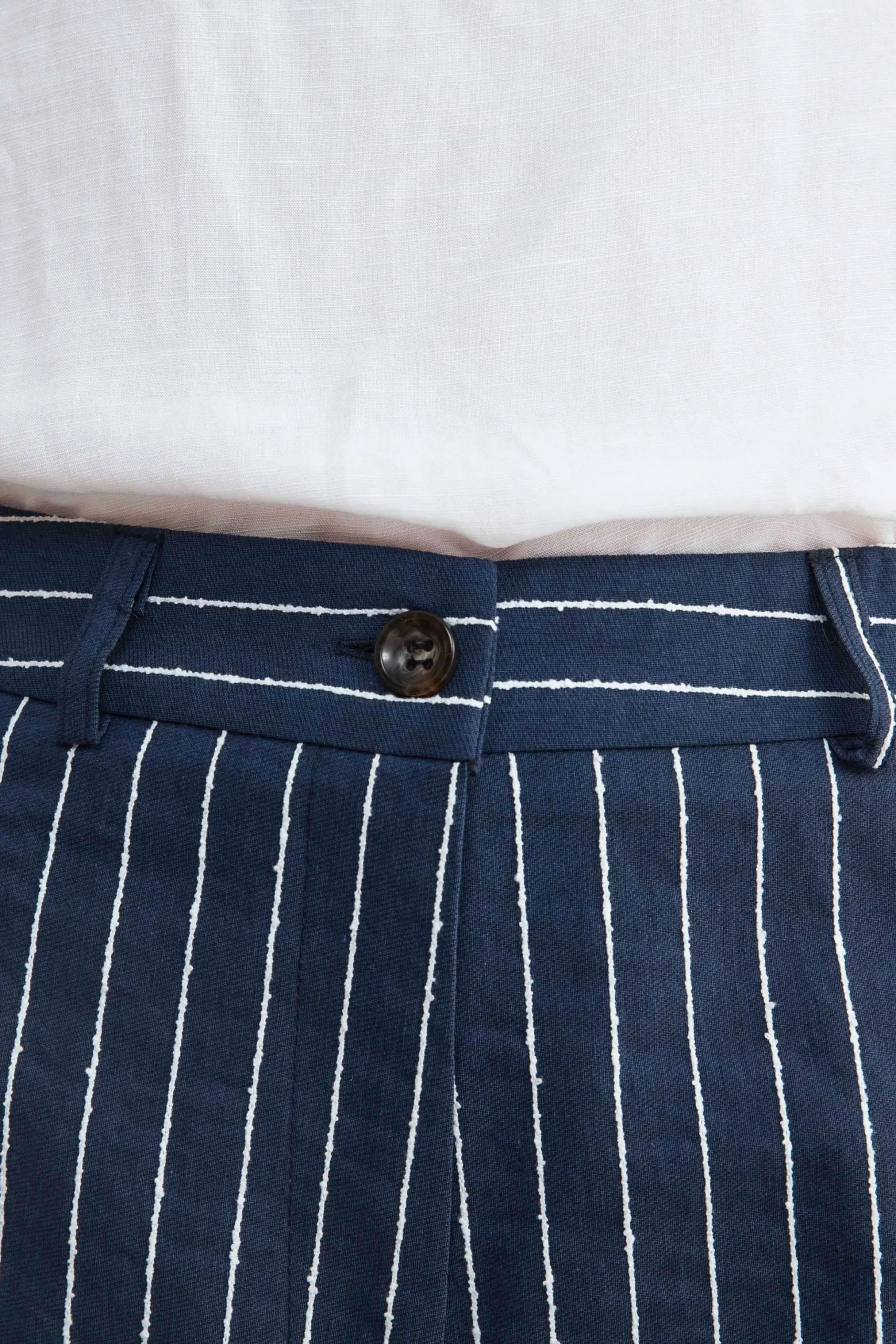Pantaloni a palazzo gessati - RIGATO BLU/BEIGE