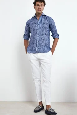 Pantaloni con pinces in cotone - BIANCO