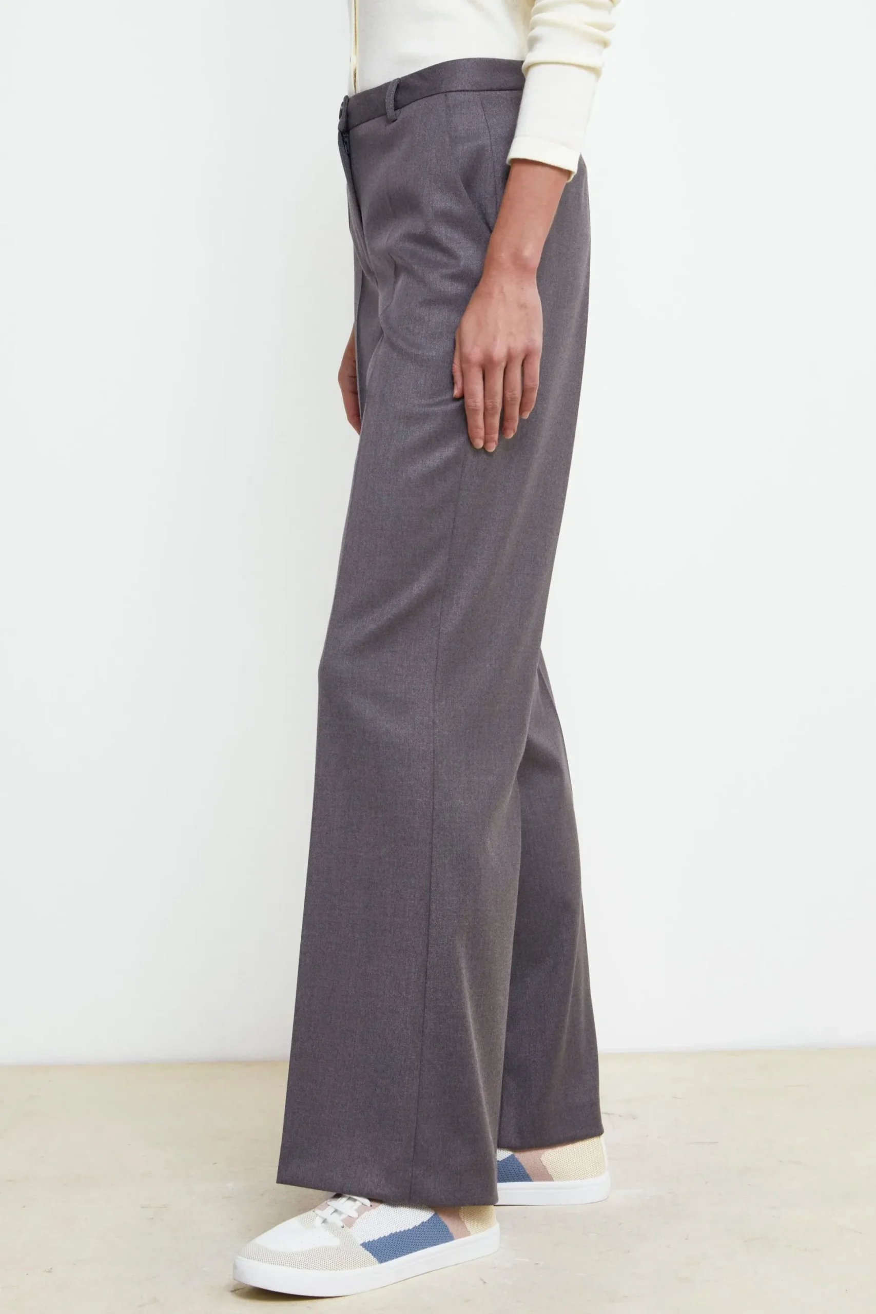 Pantaloni Morbidi Gamba Larga - GRIGIO