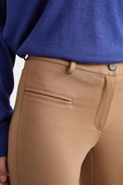 Pantaloni slim in jersey - CAMMELLO