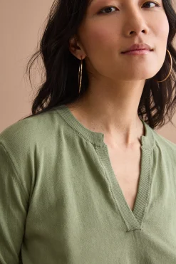 Polo Boxy Serafino in Cotone con Manica Lunga - VERDE MILITARE