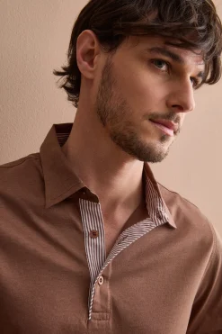 Polo Casual da Uomo in Jersey - TABACCO