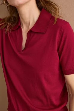 Polo Derby Mezza Manica in Cotone - BORDEAUX