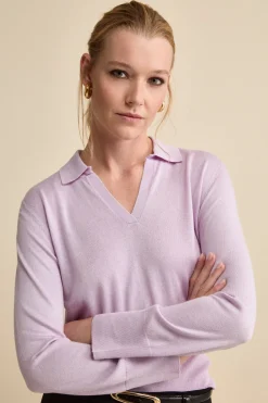 Polo Extrafine in Seta e Cashmere - LILLA