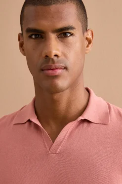 Polo in Maglia di Cotone Crêpe - ROSA ANTICO