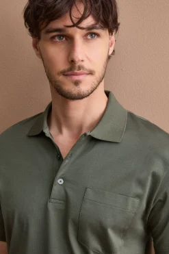Polo Jersey Uomo in Filo di Scozia - VERDE MILITARE
