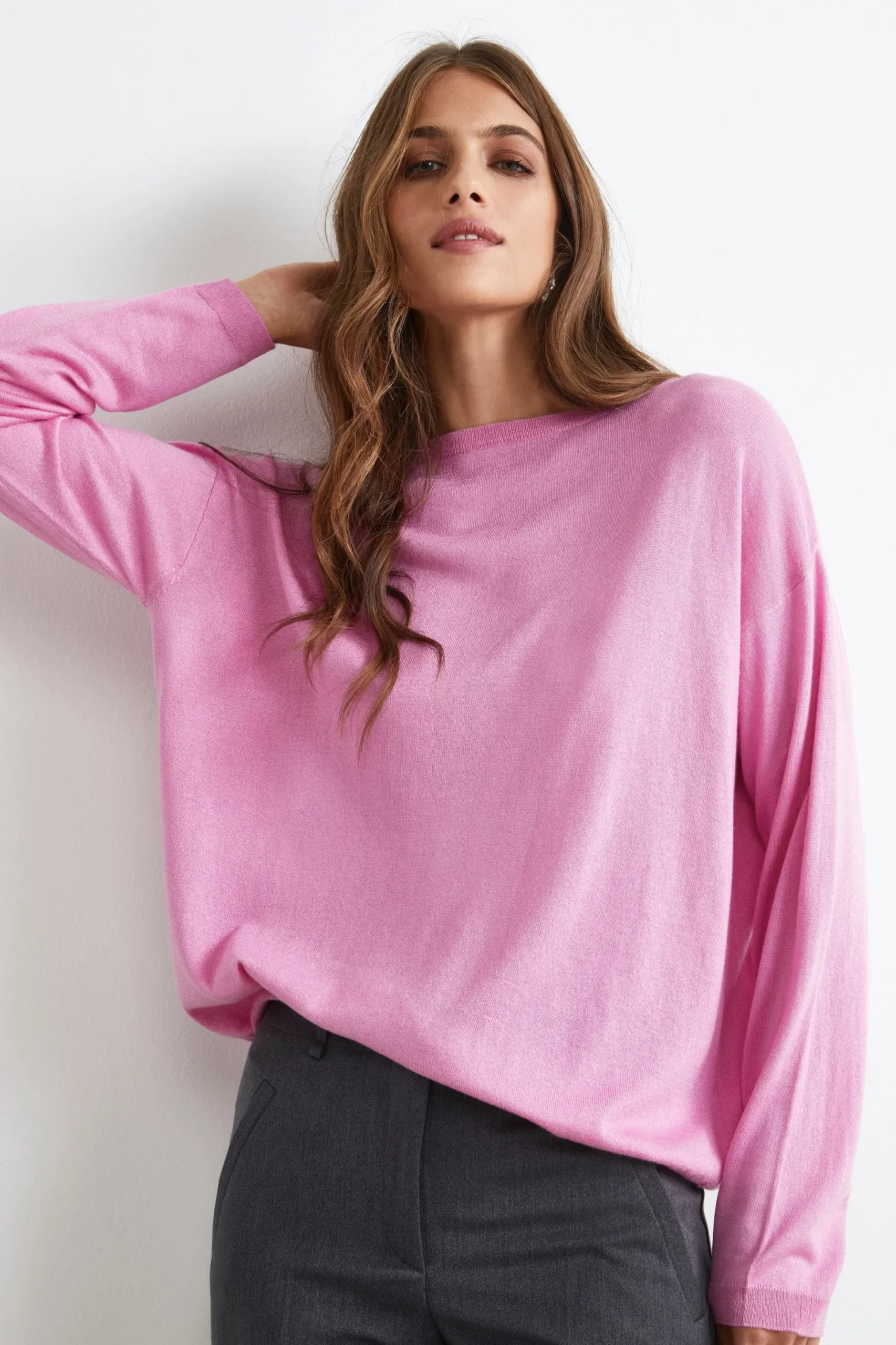 Pullover Extrafine in Seta e Cashmere - ROSA