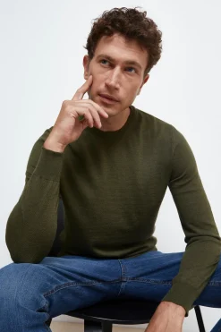 Pullover Girocollo in Lana Merino - VERDE MILITARE