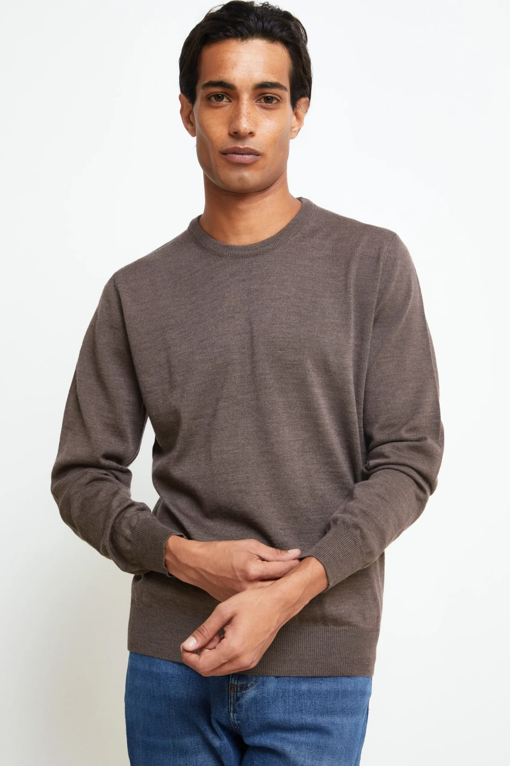 Pullover Girocollo in Lana Merino - TORTORA