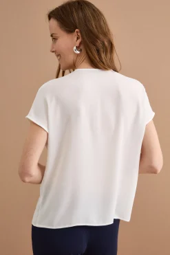 Top Elegante in Doppia Georgette con Volant - PANNA