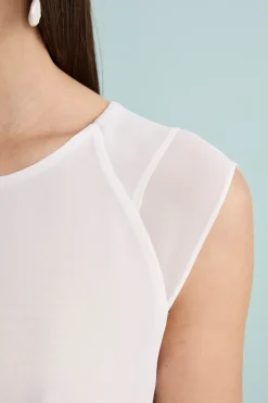 Top Georgette Girocollo da Cerimonia - PANNA
