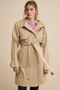 Trench Doppiopetto Midi con Cintura - SABBIA