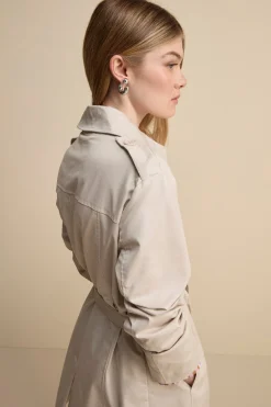 Trench Midi Doppiopetto con Cintura - AVORIO