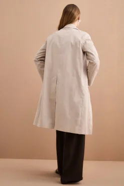Trench Monopetto Foderato con Collo a Camicia - BEIGE