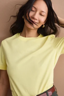 T-Shirt Boxy in Cotone - GIALLO CHIARO