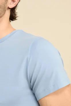 T-Shirt Girocollo in Jersey di Cotone - AZZURRO