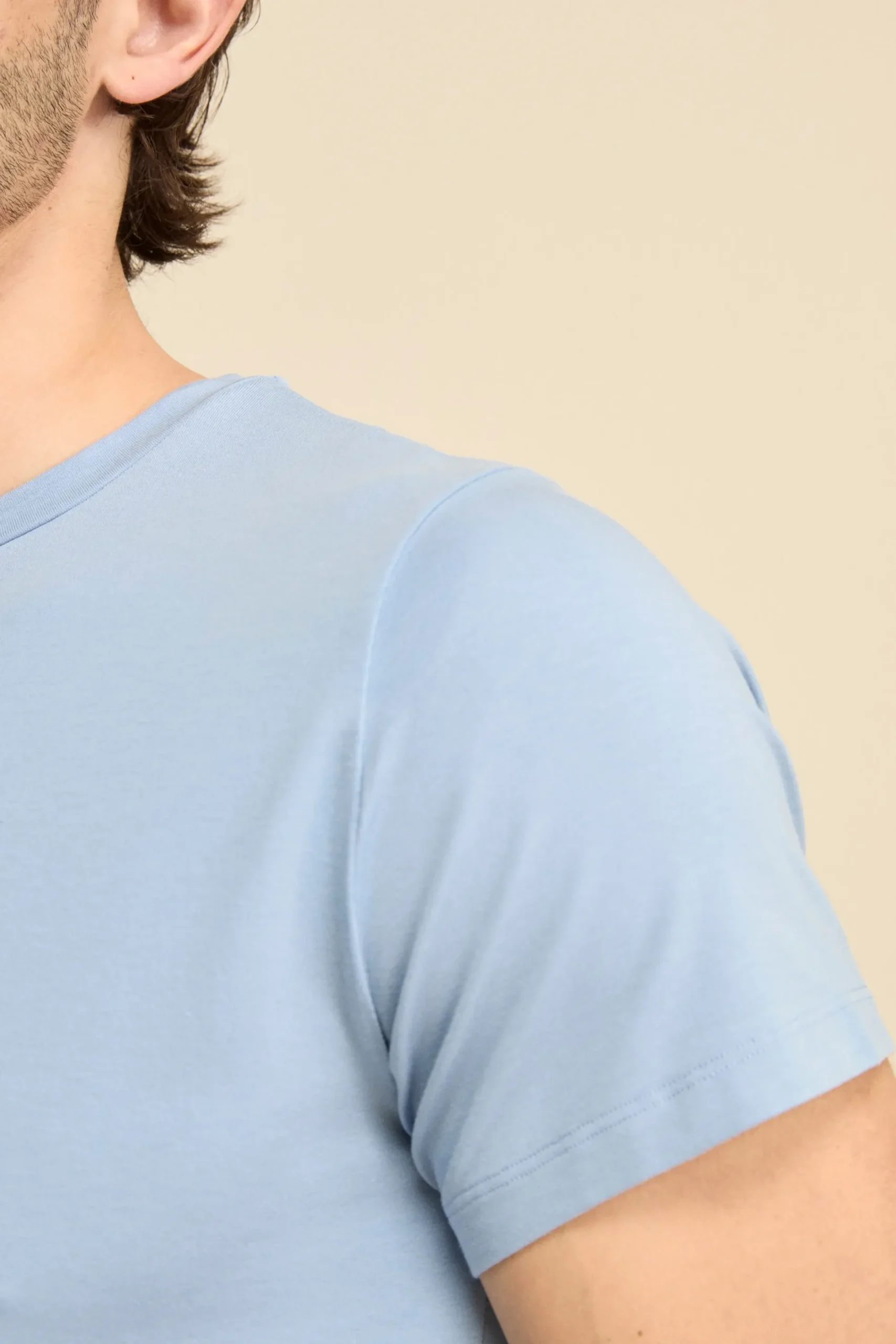 T-Shirt Girocollo in Jersey di Cotone - AZZURRO