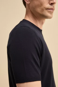 T-shirt in Maglia di Cotone Crêpe - BLU