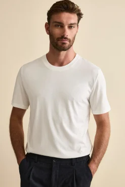 T-Shirt in Misto Cotone e Bambù - BIANCO