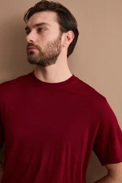 T-Shirt Regular Fit in Lana Merino - BORDEAUX